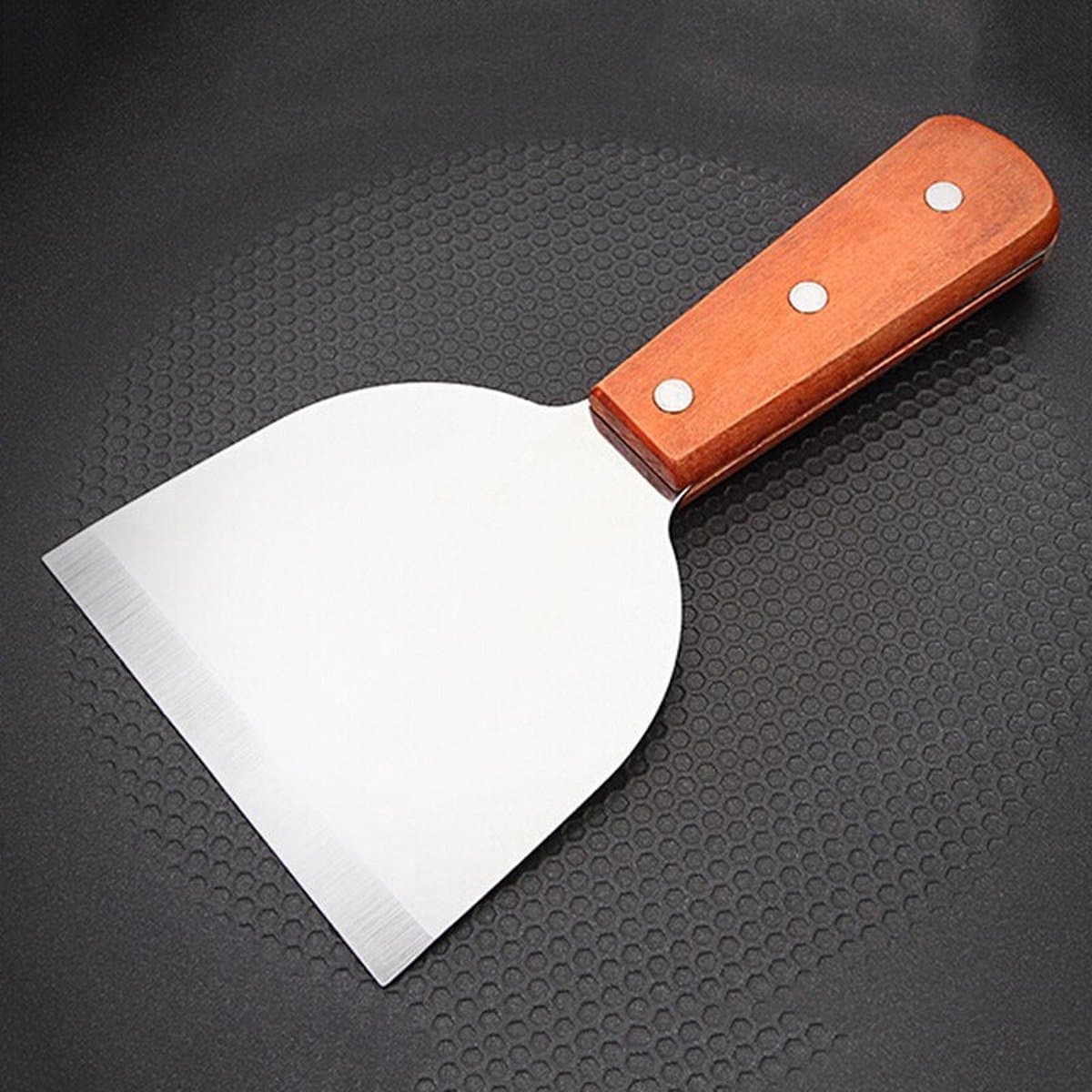 BukkitBow - Teppanyaki Spatel - RVS & Houten Handvat - Bakspaan voor BBQ, Pizza & Keuken - 18.5x10.4cm