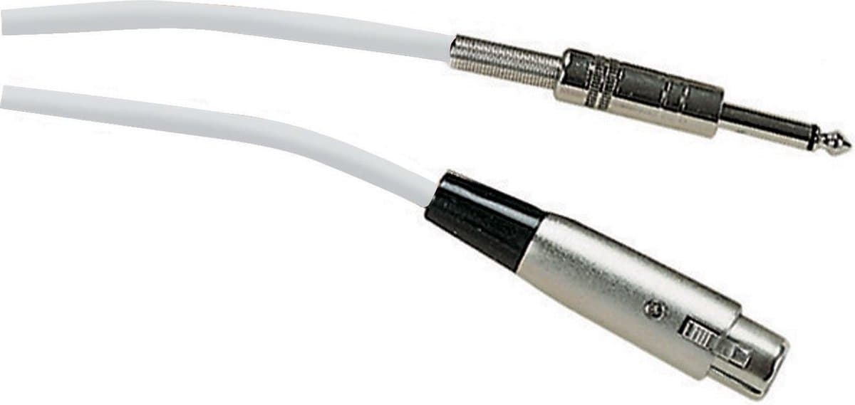 XLR (v) - 6,35mm Jack mono (m) audiokabel / wit - 6 meter