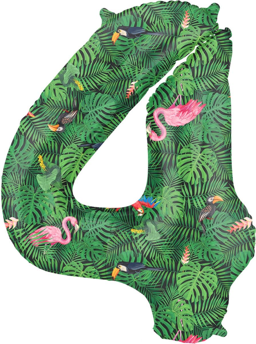 Folat - Folieballon Cijfer 4 Jungle Vibe - 86 cm