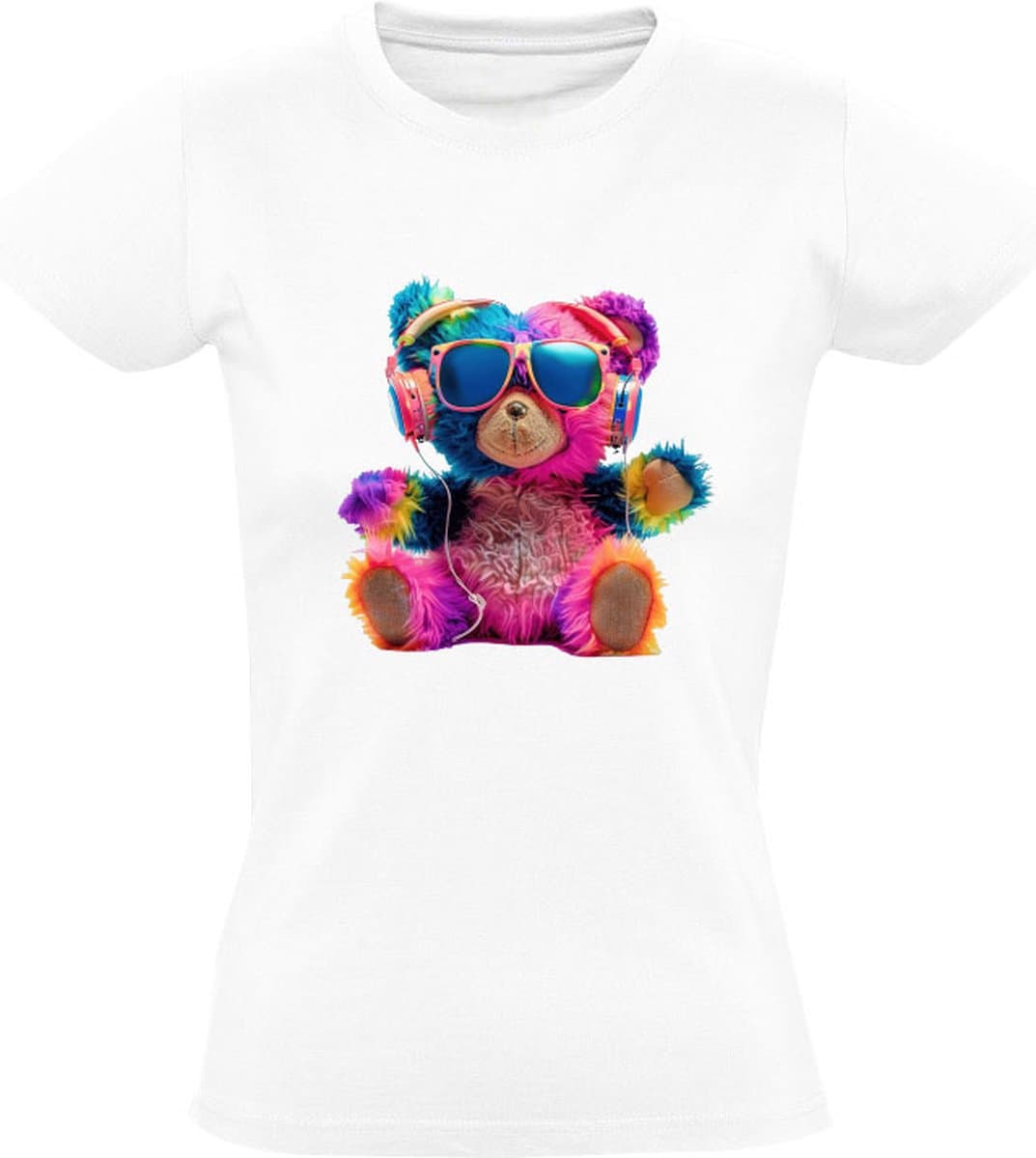 Beertje in kleur Dames T-shirt - hip - bril - koptelefoon