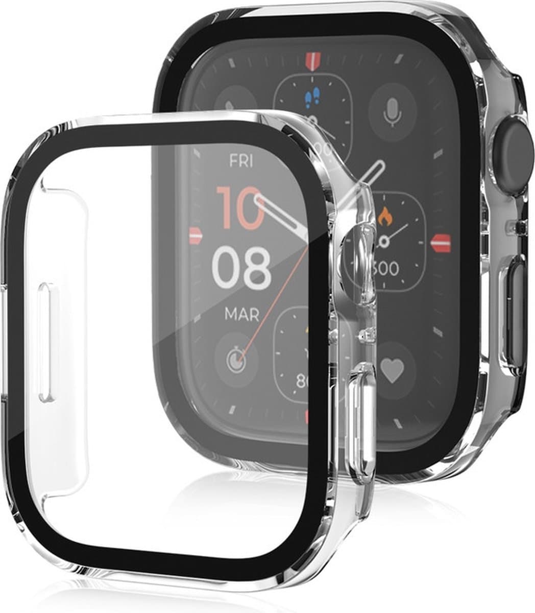 Watch case screenprotector - hoesje - gehard glas - geschikt voor Apple Series 7 / 8 / 9 met case size 41 mm - transparant