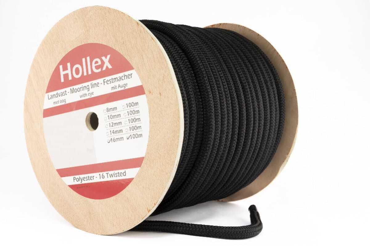 Hollex 100 meter zwarte 16-strengs Landvast Ø10mm