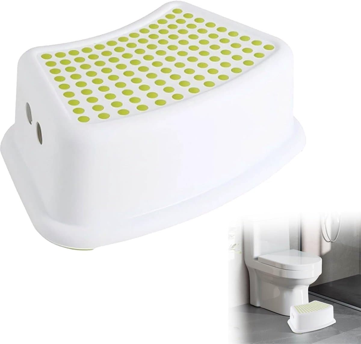 QTTVBTNA - Opstapkruk - WC Opstapje - Stevige Badkamerkruk voor Toilet Keuken en Wastafel - Duurzaam Ontwerp - Lichtgewicht Hulpkruik-Wit