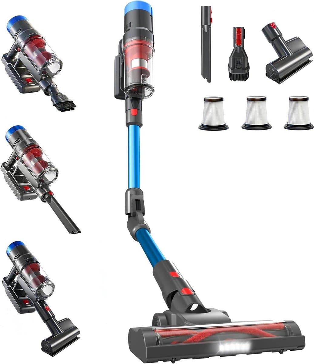 Draadloze Steelstofzuiger - Draagbare Krachtige Zuiger - Efficiënt Huis Schoonmaken - HEPA Filtratie - 60 Minuten Looptijd - Blauw