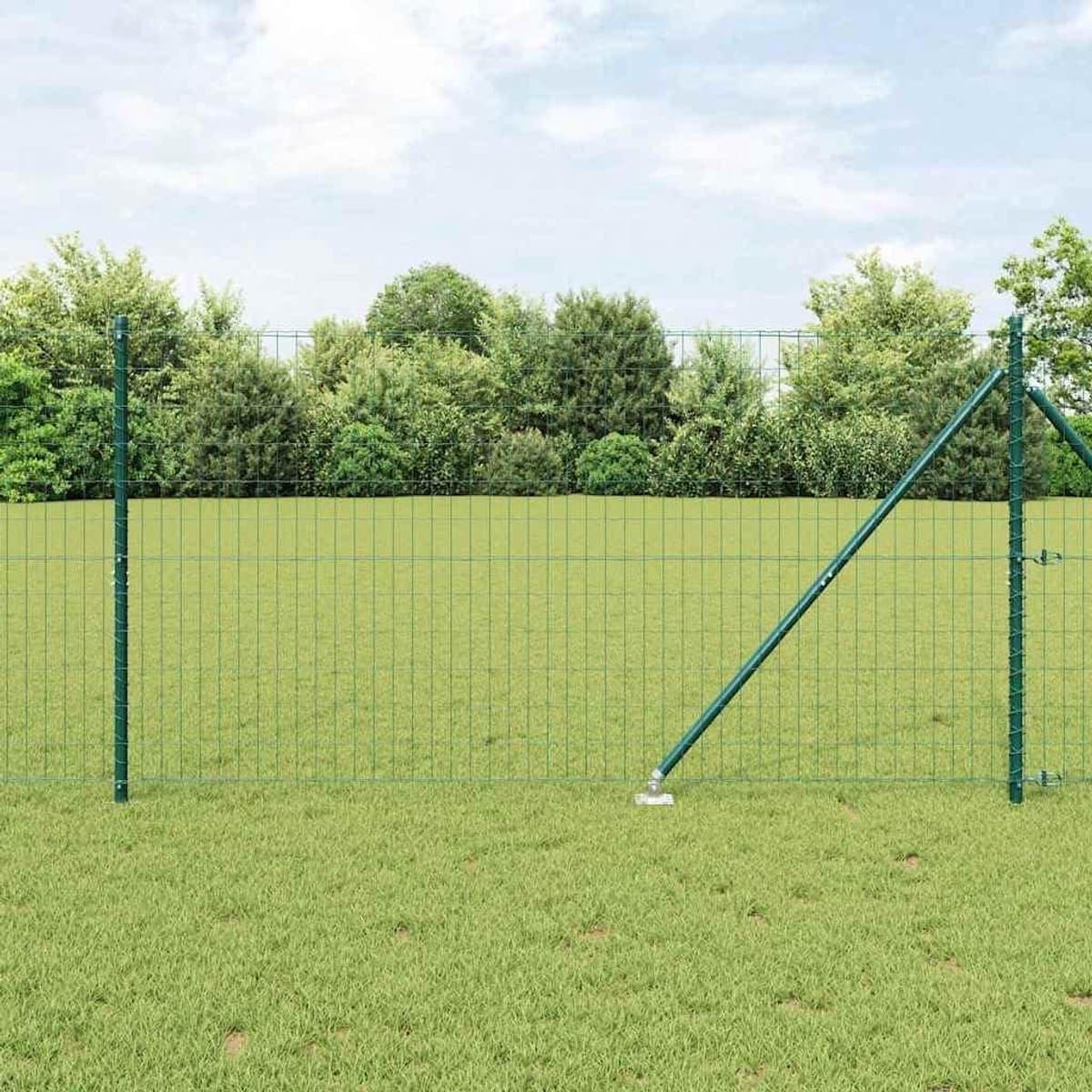 Generisch Tuinhek van metaal, omheiningen, weerbestendig en gepoedercoat, stabiele inkijkbescherming voor terras, erf en tuinen, groen, 10 x 1,2 m (50 x 100 mm mesh), spikeanchorfix)