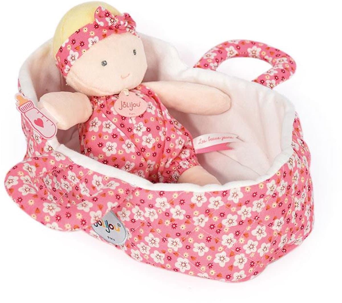 Jolijou - Babypop met wiegje - Marylou - Roze - 20 cm - 0m+