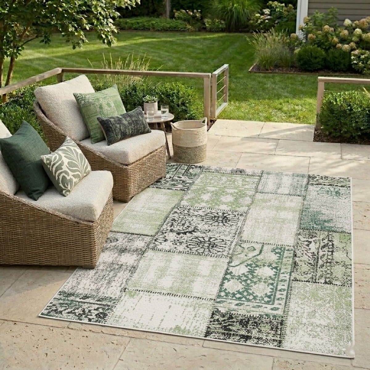 FLOORDIREKT Buitenkleed - Tuintapijt - Vloerkleed - Cotton - Groen - 80 x 150 cm