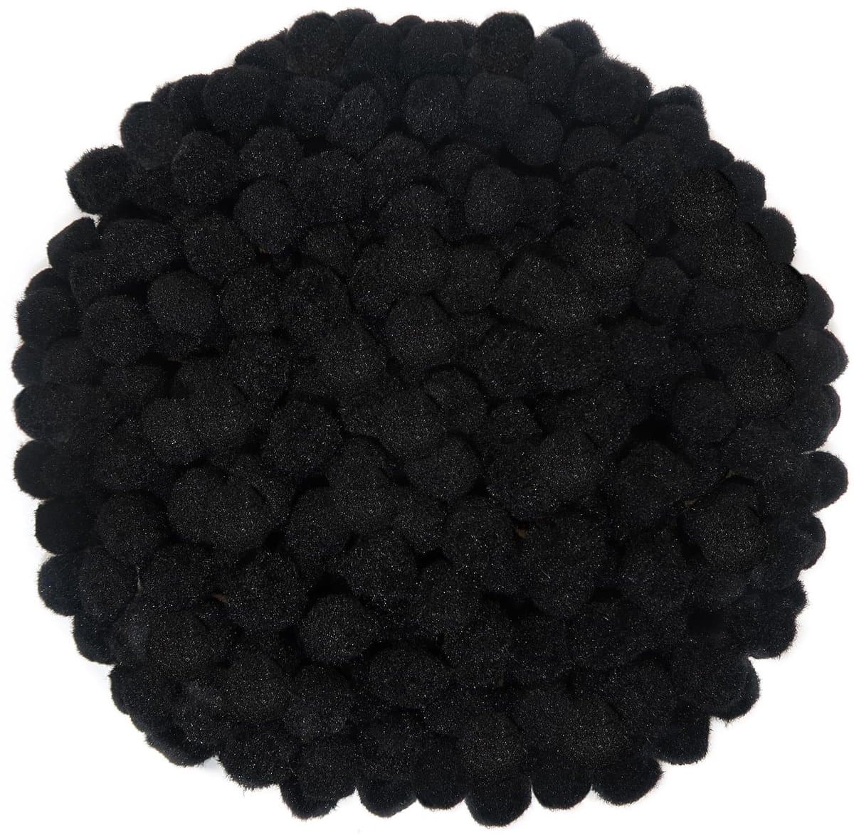 Dailygoods- Pompons 300 Stuks - Zwarte Pompons - Pluizige Decoratie - Knutsel Pompons - Versiering Verjaardag - Diameter 2 cm - Knutselpompons