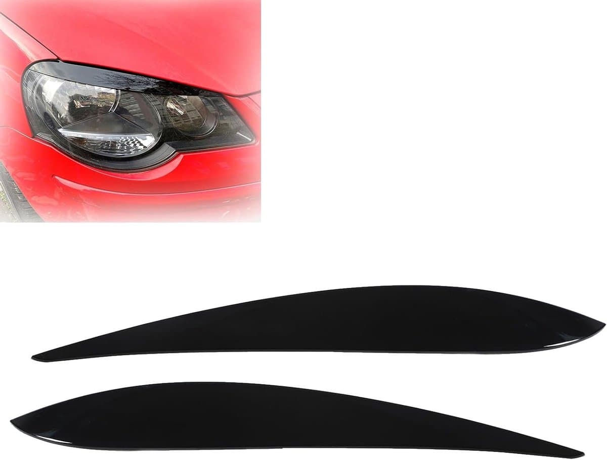 Koplampen voor wenkbrauwen in glanzend zwart, krasbestendig, eenvoudig te installeren, auto-exterieur decoratie stickers, geschikt voor Polo MK4 9N3 modellen 2005-2009