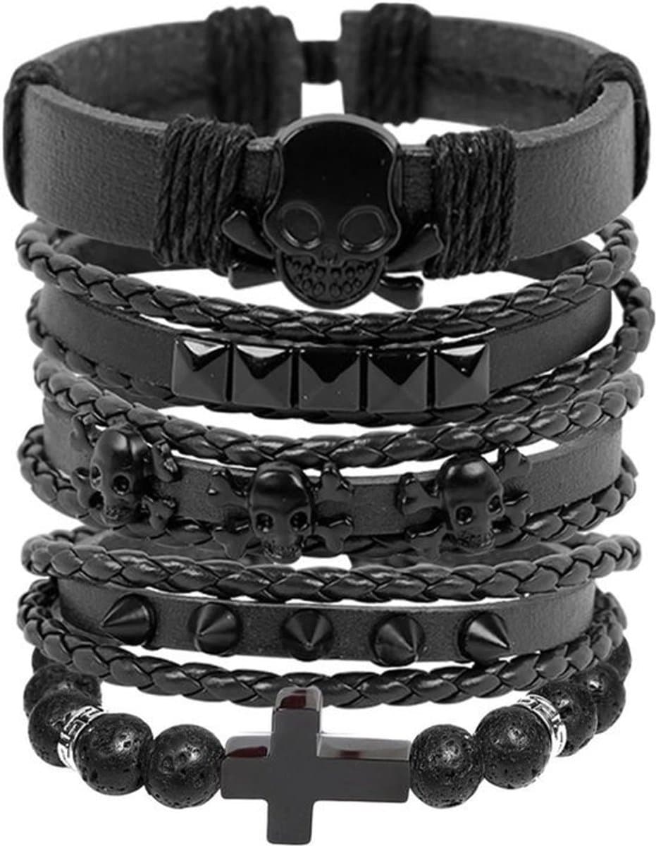Armband met kruis en doodskop voor heren - Punk en Gothic stijl - Lengte: 15 centimeter