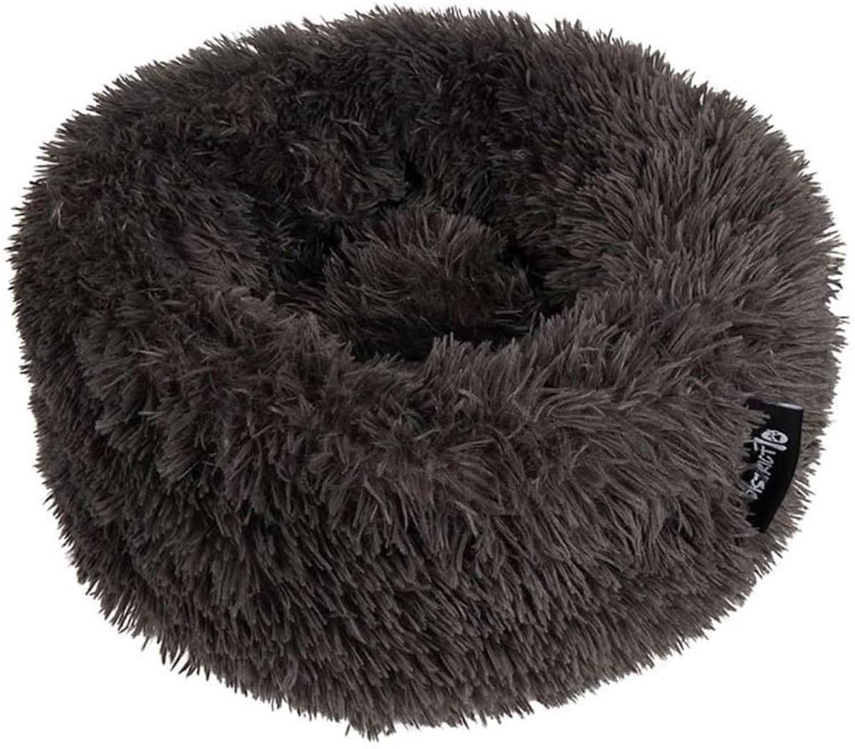 Huisdier Bed - Donut Mand - Zalig Slapen - Verhoogde Randen - 45 x 45 cm - Donkergrijs
