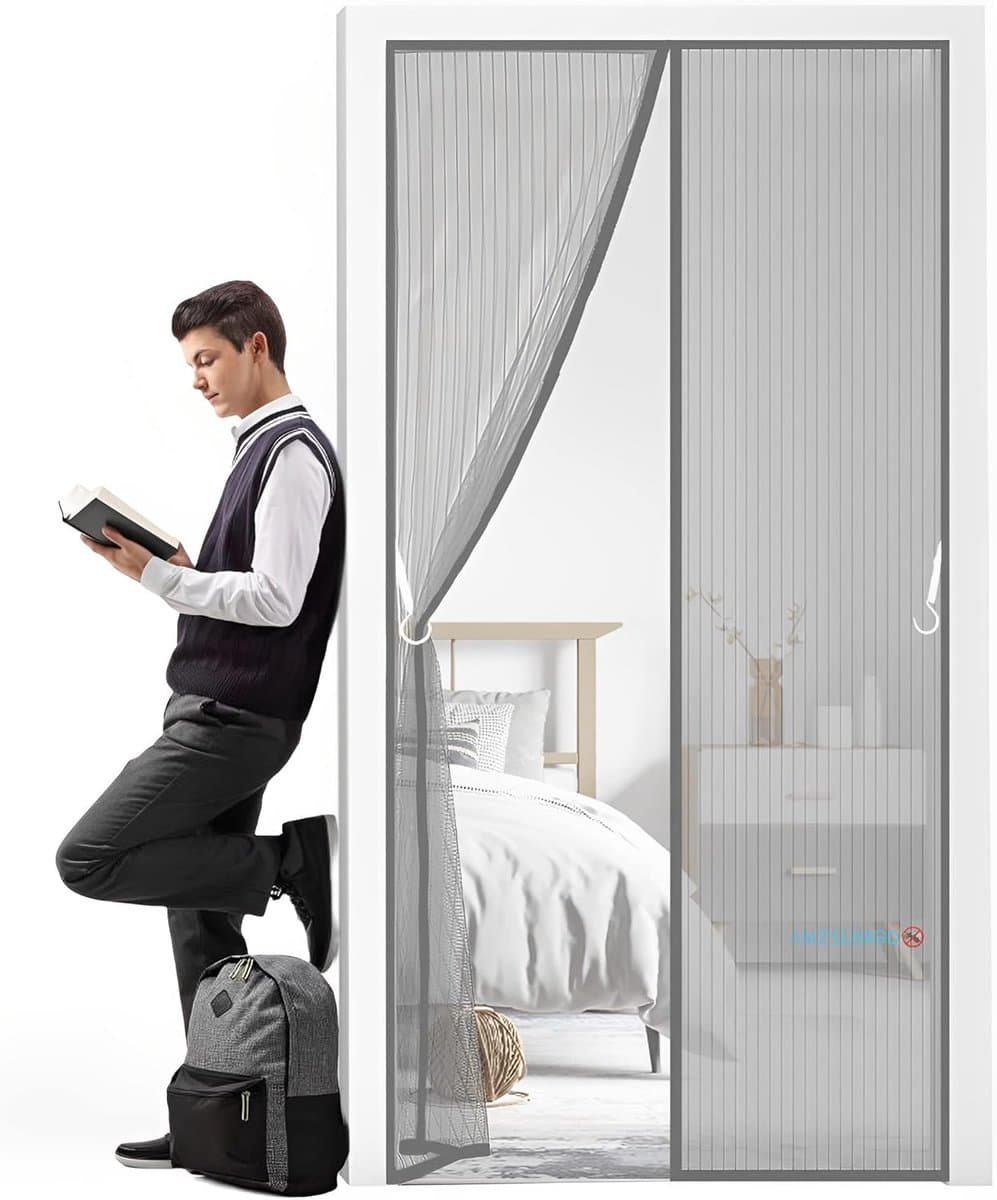 Vliegenscherm Deur - Insectengaas Hor - Insecten Buiten Houden - Automatisch Sluitend - 245 x 245 cm - Grijs