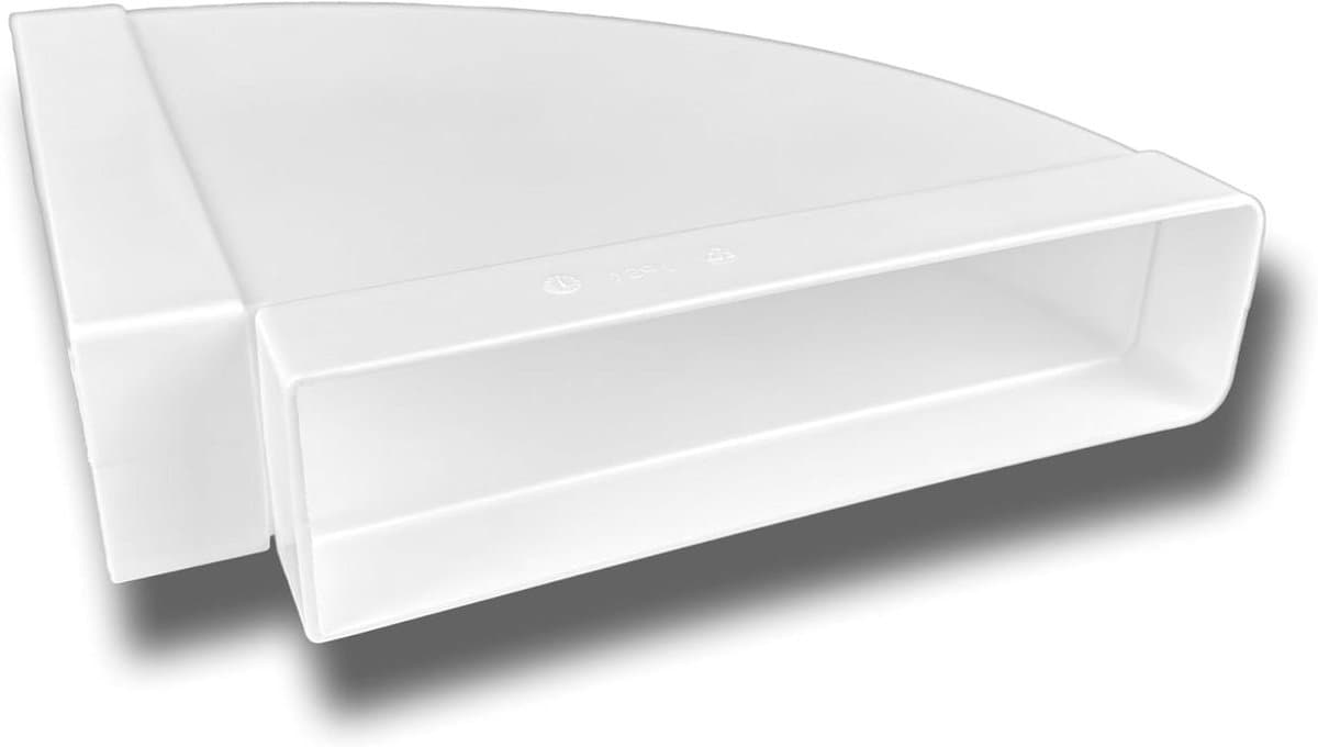 Kanaalboog Ventilatie - Boogstuk Ventilatiebuis - Platte Kanalen Maken - 90 Graden Hoek - 125 mm - Wit