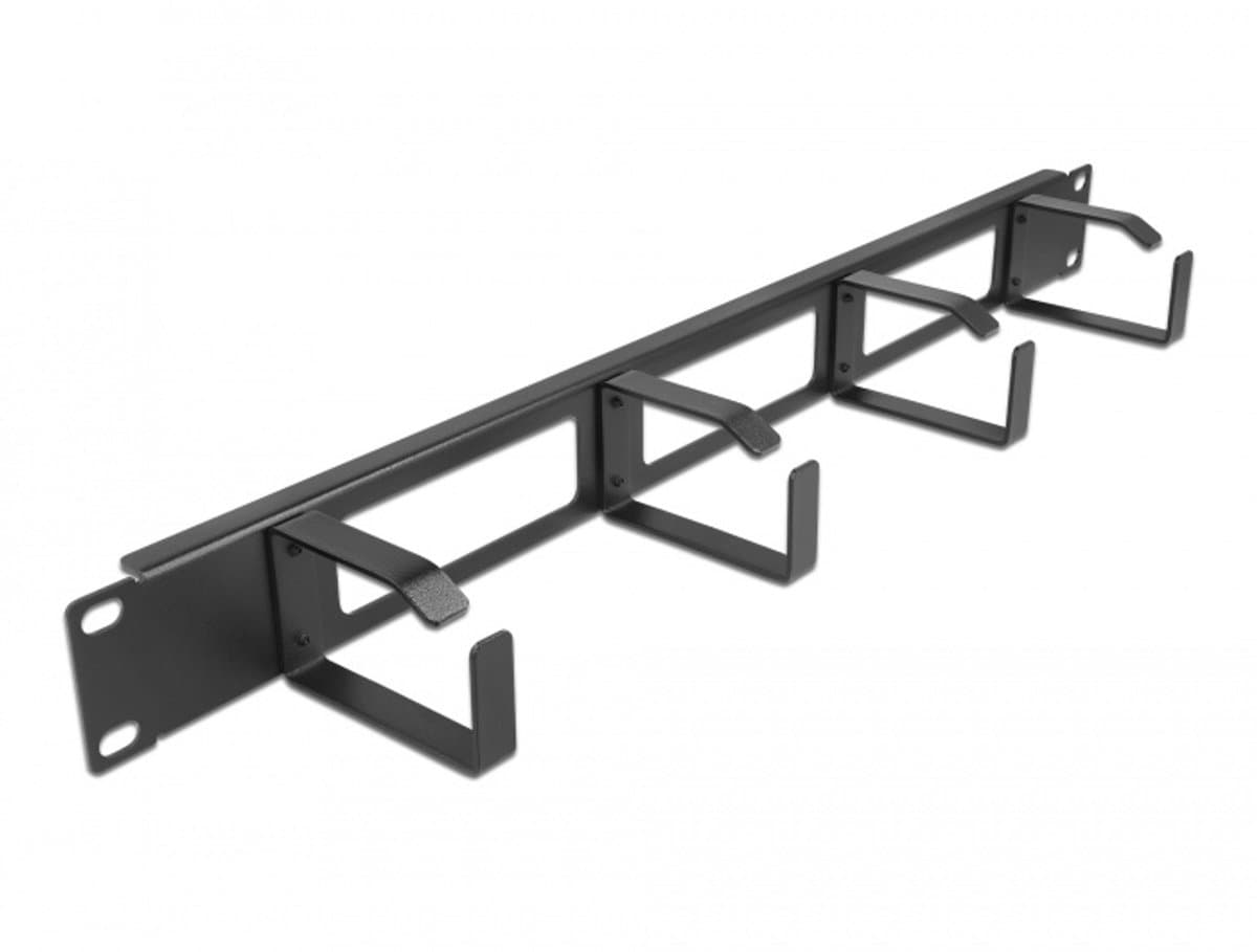 19 ″ kabelbeheerrouteringspaneel met 3 openingen en 4 haken 1u zwart