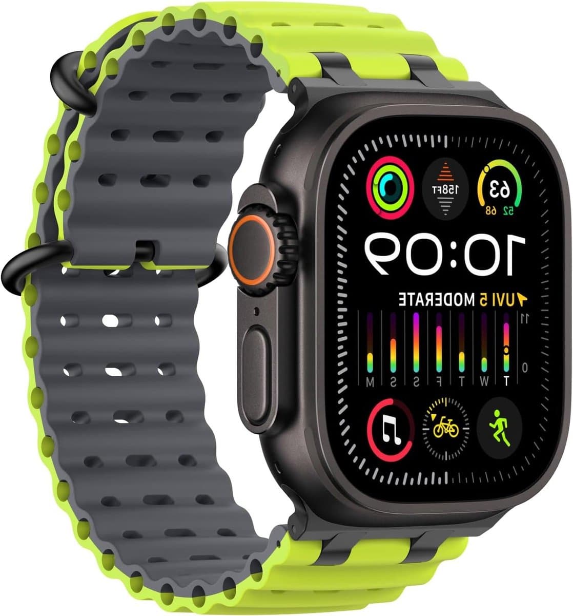Compatibele siliconen sportband voor Apple Watch Ultra en Series 1-11, ademend ontwerp, metalen connector, 49 mm, 46 mm, 45 mm, 44 mm, voor mannen en vrouwen