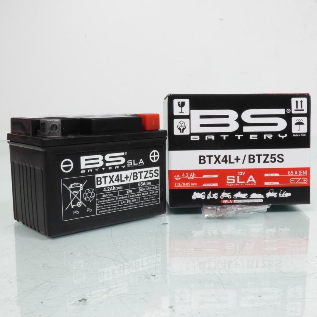 Batterie SLA BS Battery pour Moto Keeway 50 X-Ray R 2007 YTX4L / YTZ5S / 12V 4.2Ah Neuf