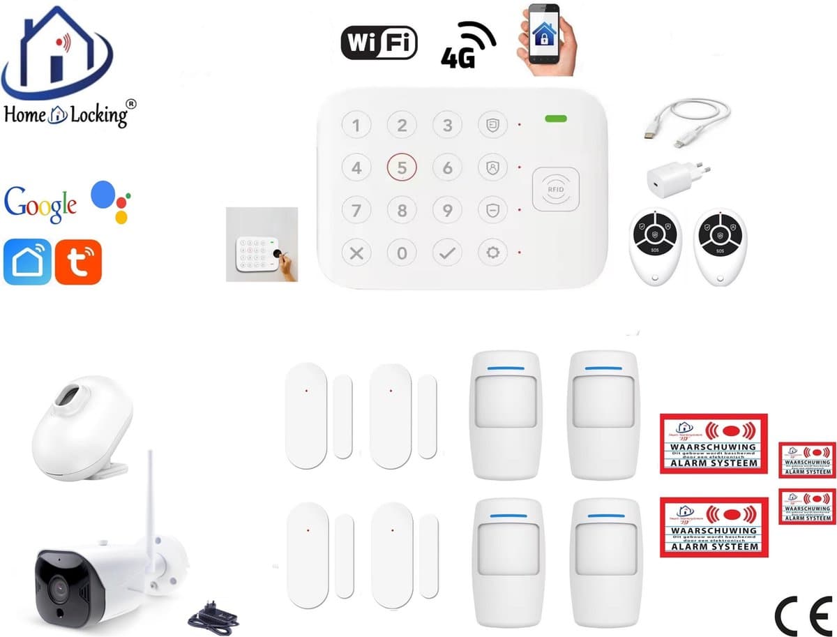 Draadloos alarmsysteem voor woning/camper/boot/caravan werkt met wifi en met spraak gestuurde apps. ST01D-58