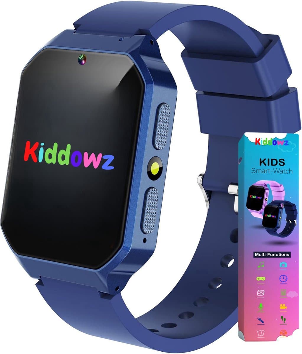 Kiddowz Smartwatch kinderen - Kinderhorloge - 5 t/m 12 jaar - met camera, filters en 29 kids spelletjes - Stappenteller - Donkerblauw