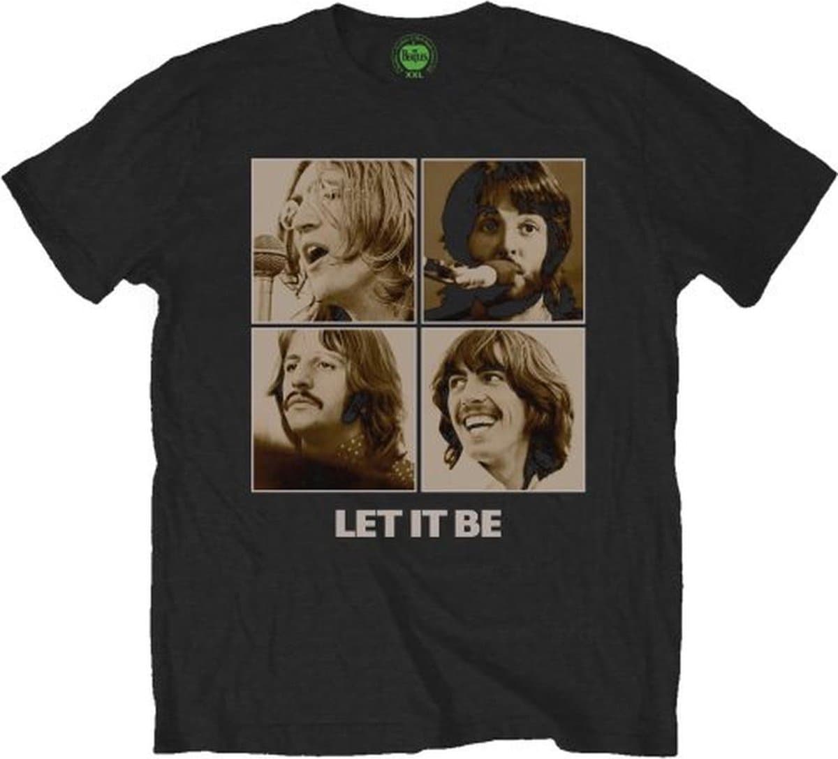 The Beatles - Let It Be Sepia Heren T-shirt - M - Zwart
