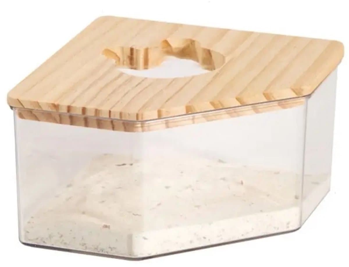 WiseGoods Premium Zandbad Hamsters & Knaagdieren - Houten Dustbath - Toilet Driehoek - Zandbak - Gesloten Huisje Kleine Dieren