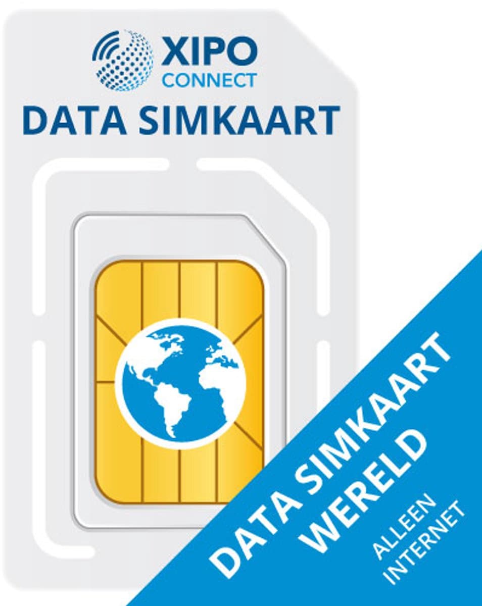 XIPO CONNECT - Data Simkaart Wereldwijd - 2GB GRATIS DATA - 365 dagen geldig tot onbeperkt houdbaar