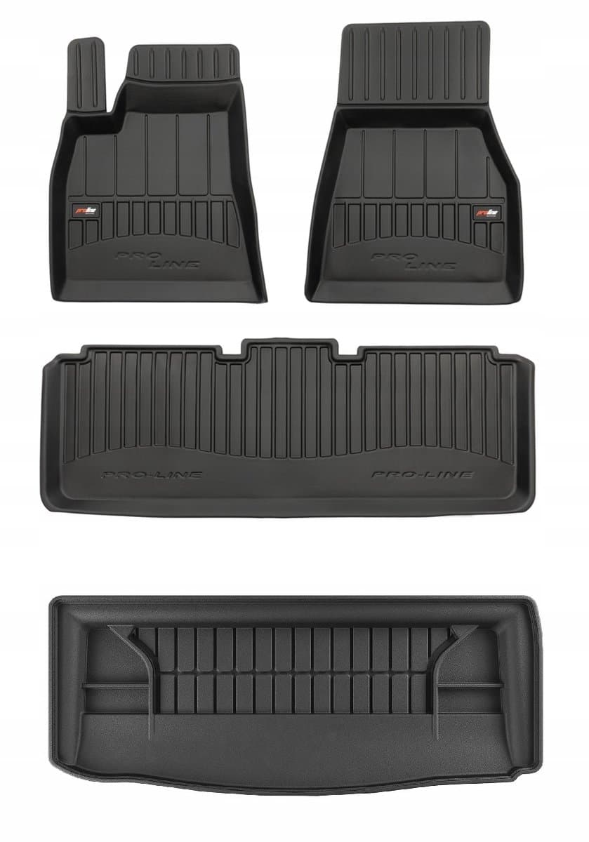 Frogum ProLine Tesla Model S Liftback 2012-2021 - Mattenset & Kofferbakmat - Lage Laadvloer - TPE - 5 cm Rand