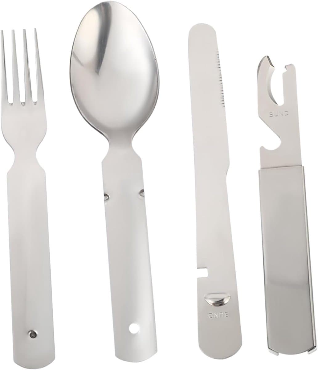 Picknickbestekset 4-delig - Reisbestek Kampeerbestek - Buiten Eten - Roestvrij Staal - 203 Gram - Diverse Kleuren