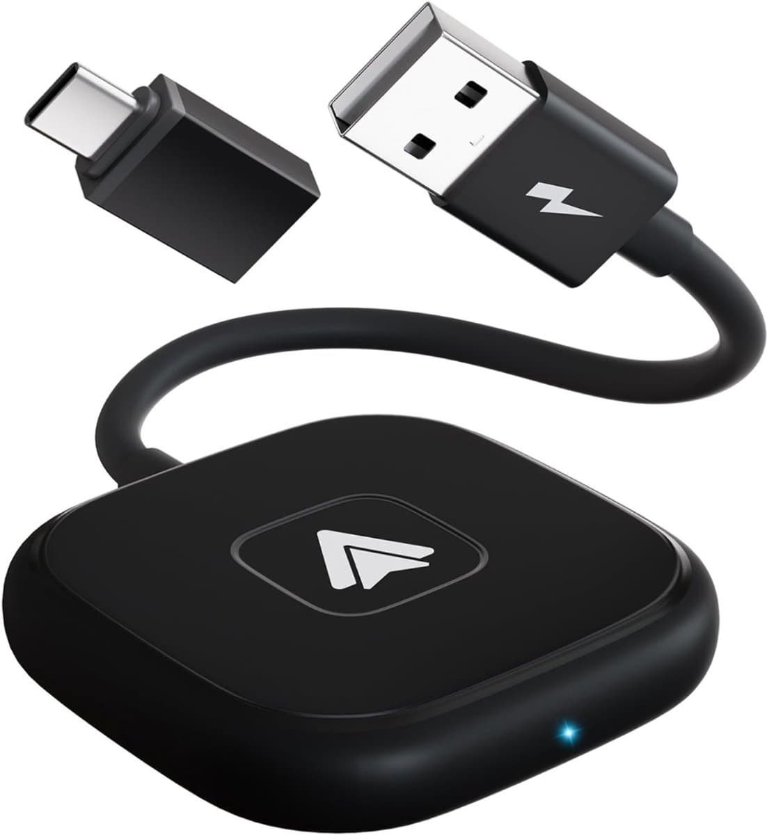 Quvo® Dongle Pro - Geschikt voor Carplay & Android auto - Draadloos / Wireless Carplay - USB Of USB-C Aansluiting - Zwart - 20 cm x 12 cm x 2 cm
