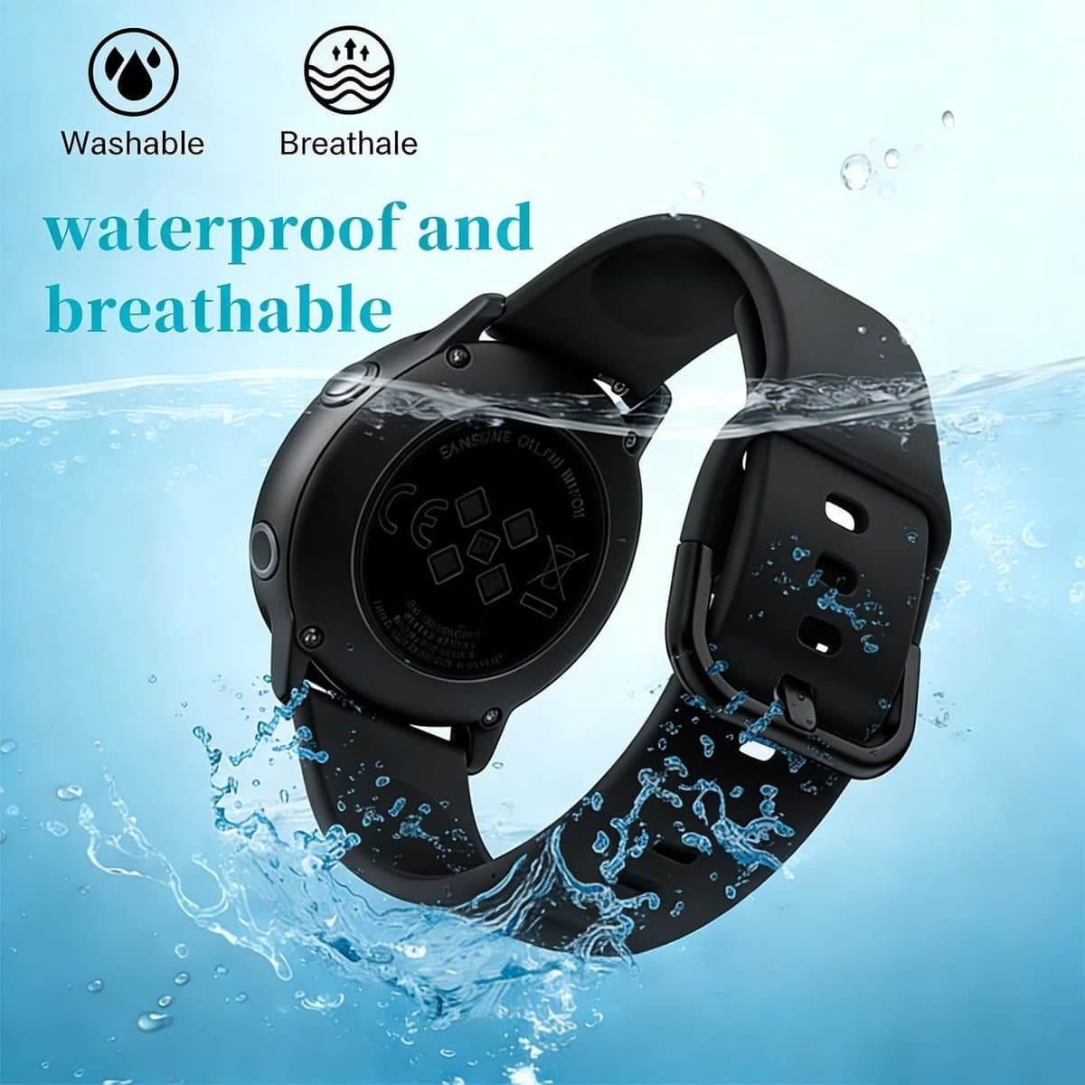 Zachte Siliconen Sport Horlogeband Vervangband 18mm 19mm 20mm 22mm Geschikt voor Garmin en Galaxy Smartwatches