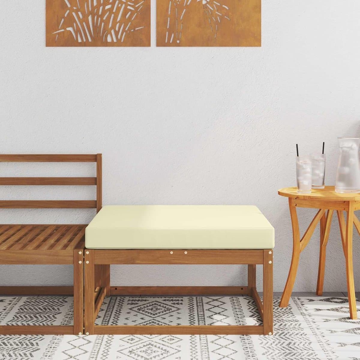 Acaciahouten tuinkruk voor tuin en terras, tuinmeubelen met bodemvrijheden, modern design, eenvoudig onderhoud, universele kruk
