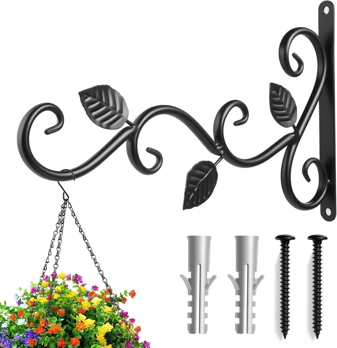 Haken voor Manden - Wandhaken - Decoratie Ophangen - Zwaar Uitvoering - 30cm Lengte - Zwart
