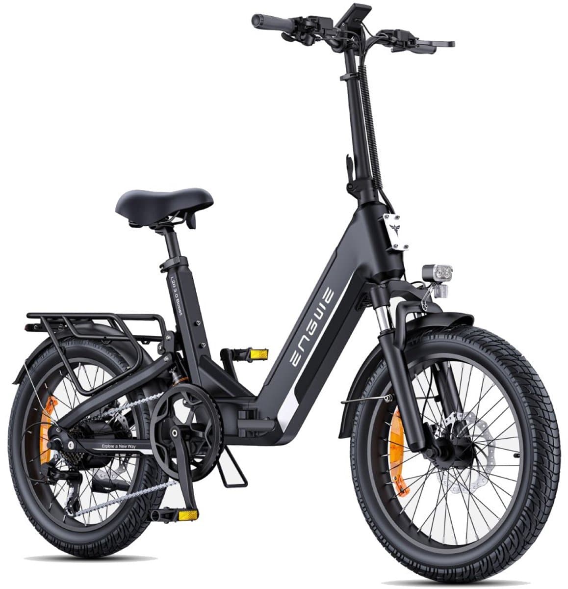 ENGWE L20 3.0 Boost elektrische fiets, met app, 48 V 13,5 Ah accu tot 135 km, koppelsensor en hydraulische remmen, 20 x 3,0 banden, oplaadtijd 2 uur - zwart