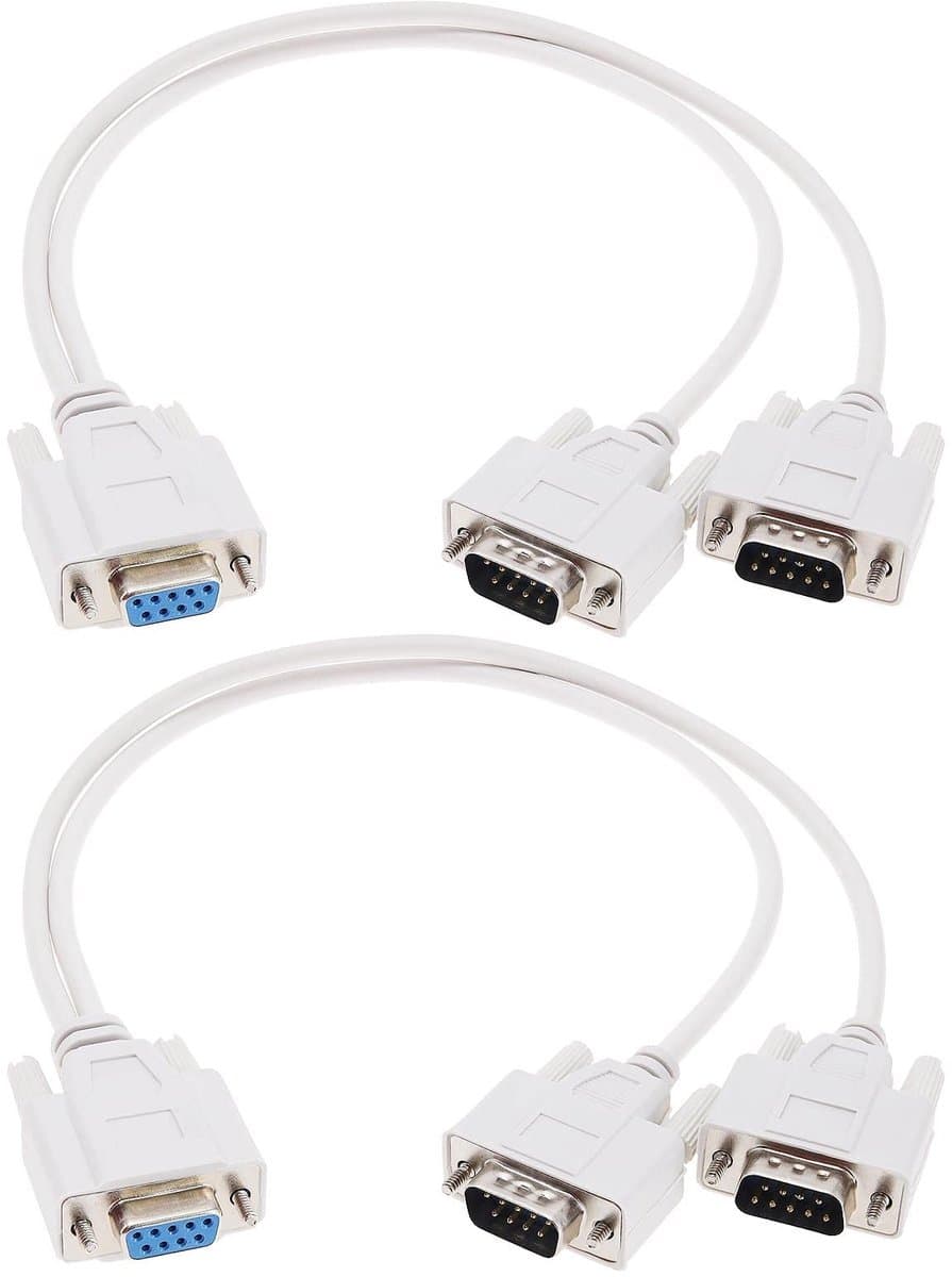 Dailygoods- Seriële Splitter Kabel 30cm - 2 Stuks DB9 - Vrouwelijke naar Mannelijke Connectoren - RS-232 Adapter - Hoge Compatibiliteit - Wit