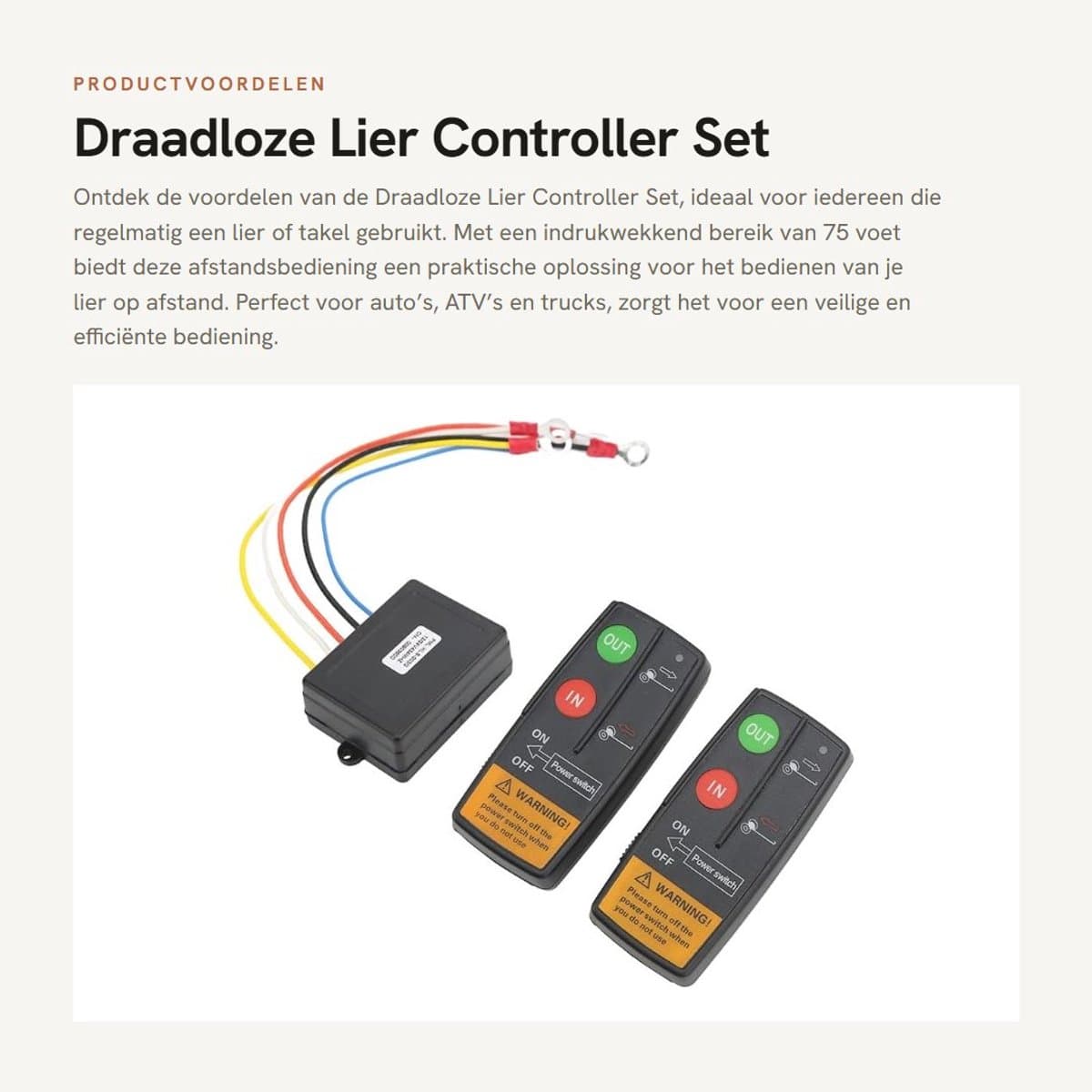 Dailygoods - Draadloze Lier Controller Set - Afstandsbediening 75ft - Hoge Gevoeligheid - 12V 24V - Universeel voor Auto Truck - Eenvoudig in gebruik