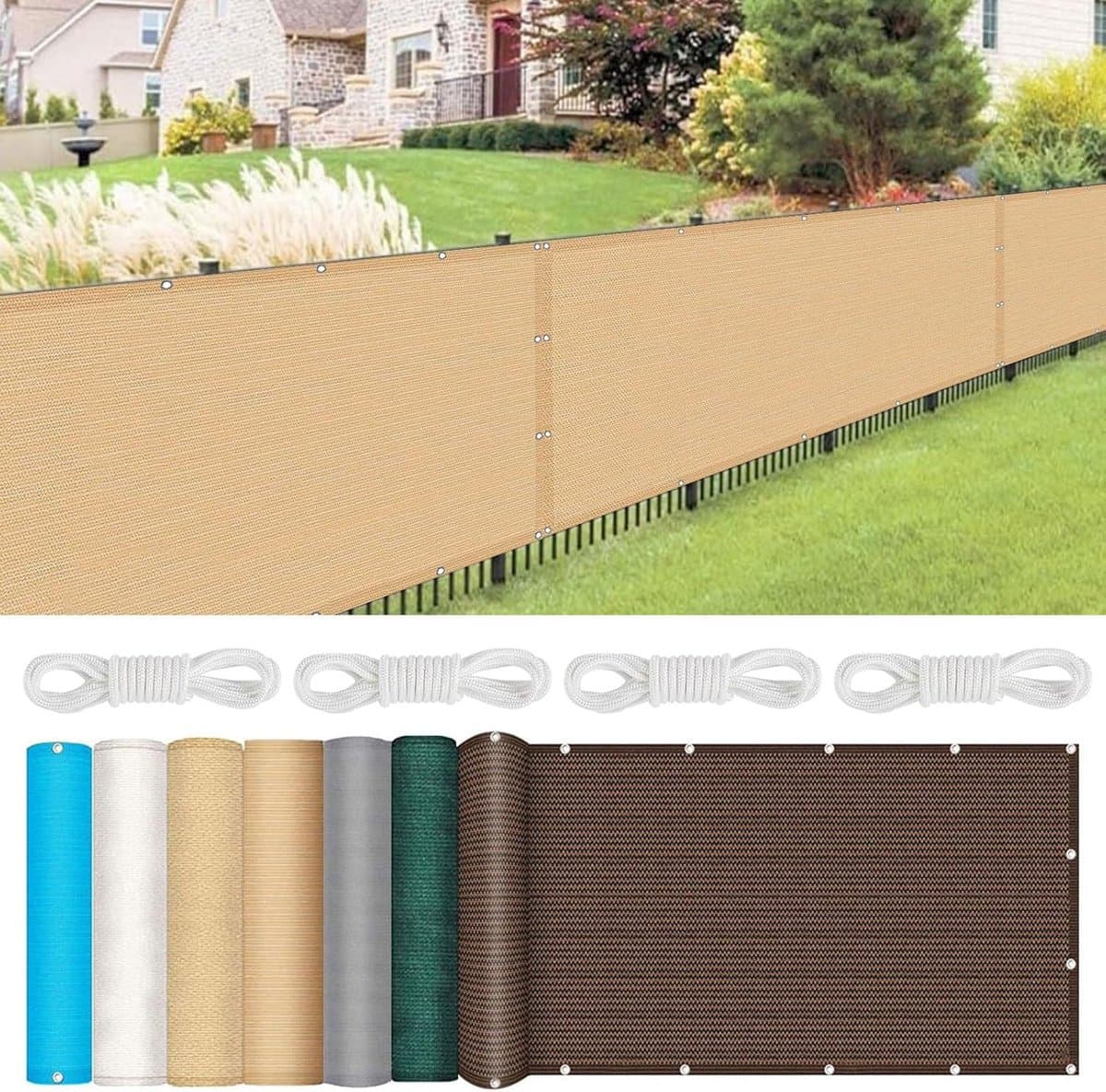 Balkonscherm Inkijkbescherming - Privacy Scherm - Buitenruimte Creëren - Ademend Materiaal - 145 x 900 cm - Creme