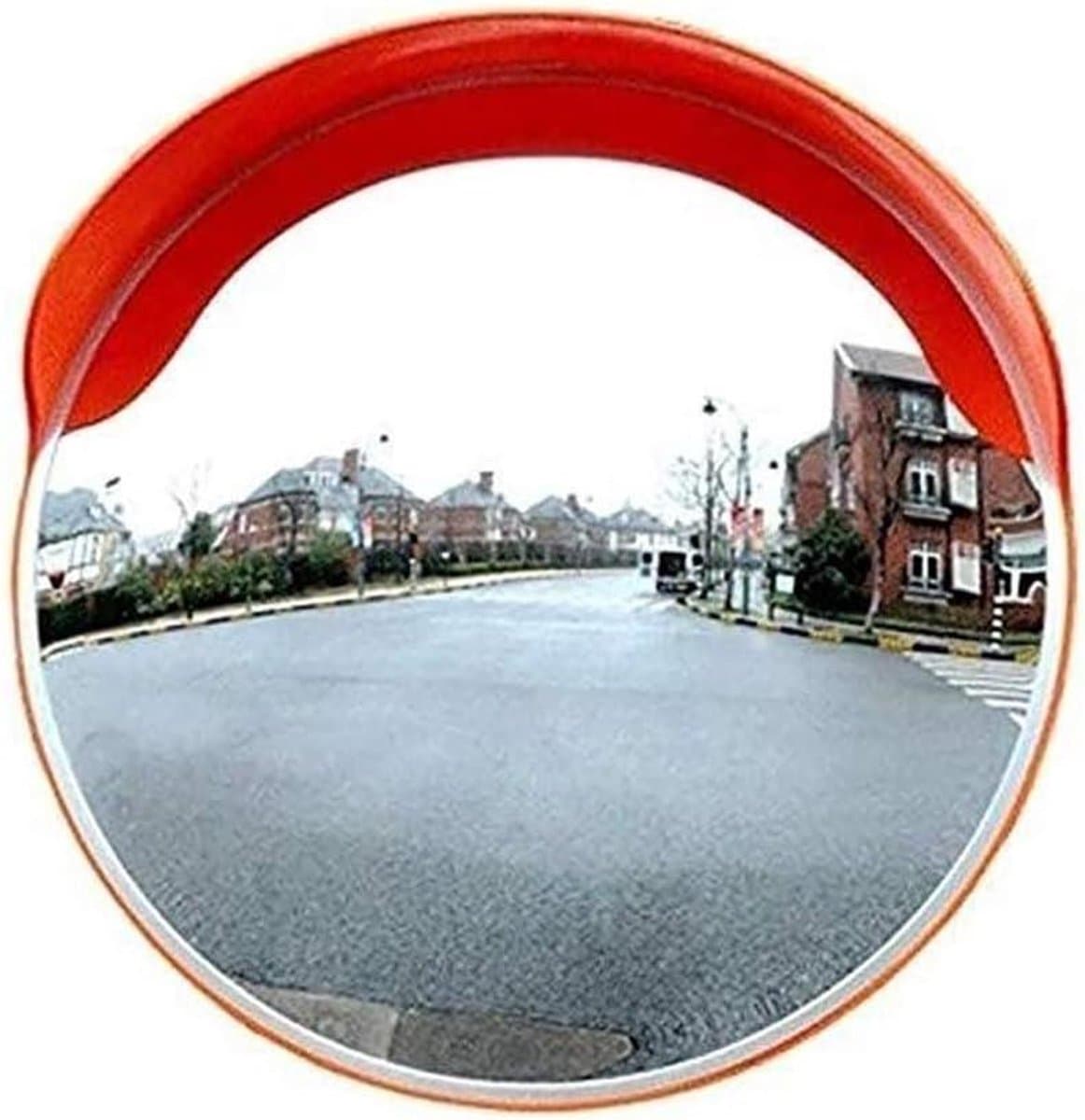 Verkeersspiegel Convex - Wegkijkspiegel Blindspot - Veiligheid Monitoren - Brede Kijkhoek - Diameter 30cm - Oranje-rood