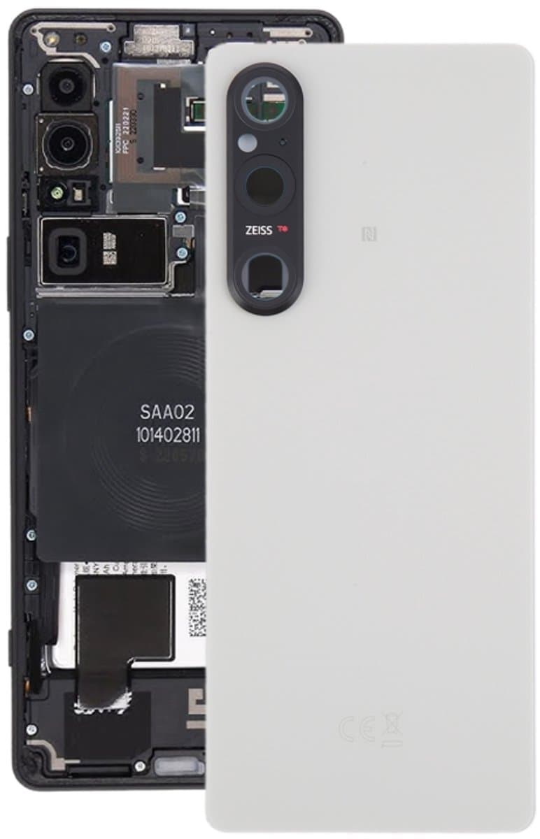 Voor Sony Xperia 1 V Originele batterij achterkant met cameralensafdekking (zilver)
