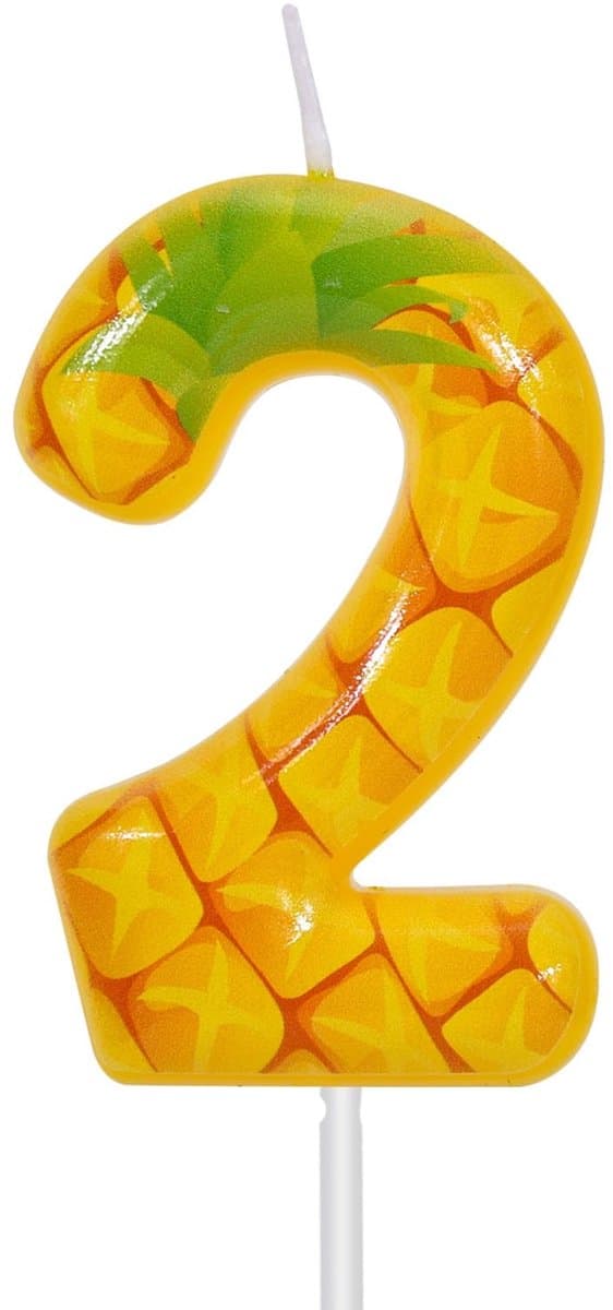 Dailygoods- Verjaardagsnummerkaars Geel - Ananas Kaars - Taartdecoratie - Jubileumviering - Tropisch Thema - 5,9cm Lengte - Taartkaars