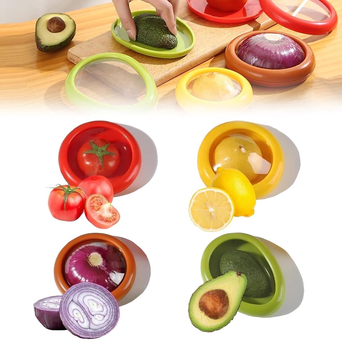Dailygoods- Fruitopbergdoos - Siliconen - 4 Stuks - Luchtdichte Sluiting - Voor Koelkast - Compact Ontwerp - Voedselcontainer
