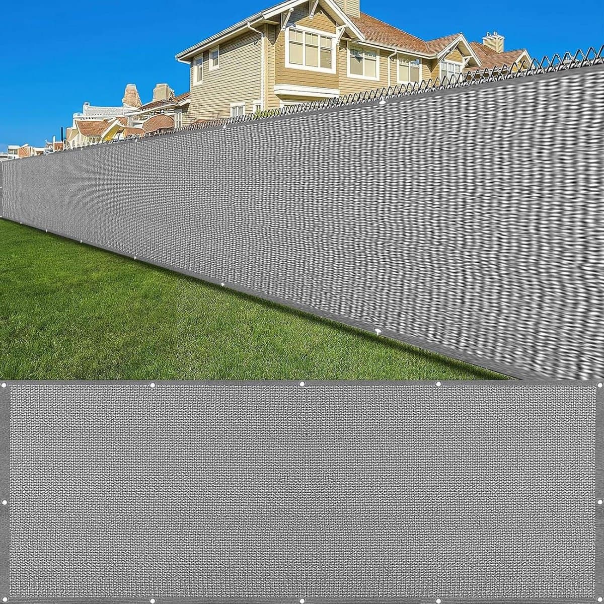 Balkonscherm - Inkijkbescherming Zonwering - Privacy Creëren - Ademend HDPE Materiaal - 55 x 220 cm - Lichtgrijs