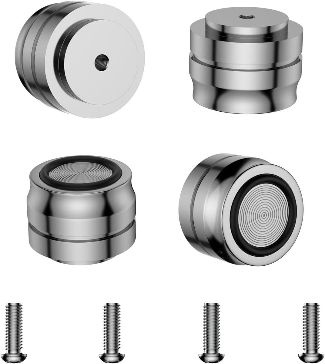 Luidspreker Voeten - Apparaat Poten - Trillingsdemping Apparatuur - Massief Aluminium Constructie - 33 x 22 mm - Zilverkleurig