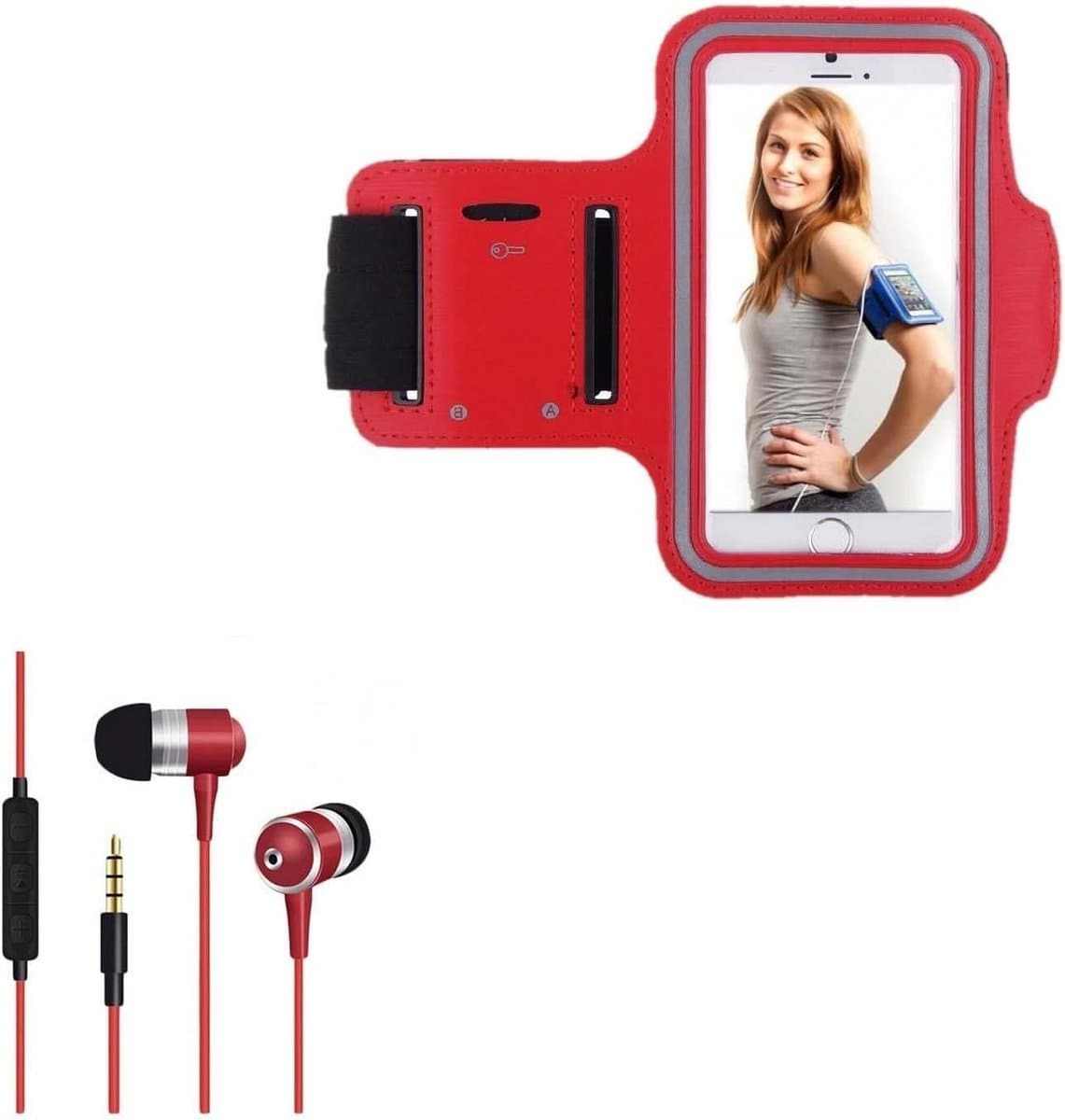 Sportpakket Telefoon - Sportaccessoires Set - Tijdens het Sporten - Met Hoofdtelefoon - Niet van toepassing - Rood