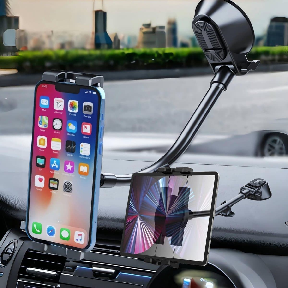 Dailygoods- Telefoonhouder Extreem Sterke Zuigkracht - 3 In 1 Universeel - 360° Draaibaar - Compatibel Met Verschillende Modellen - Veilig Bevestigen - Autohouder