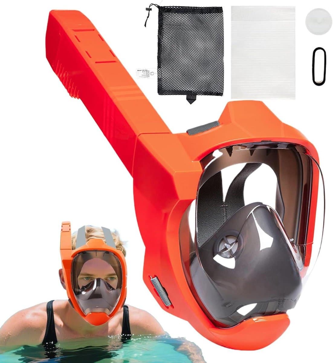 Snorkelmasker Volwassenen - Volgelaatsmasker - Onderwater Verkenning - Panoramisch Zicht - 357 x 293 x 233 cm - Oranje