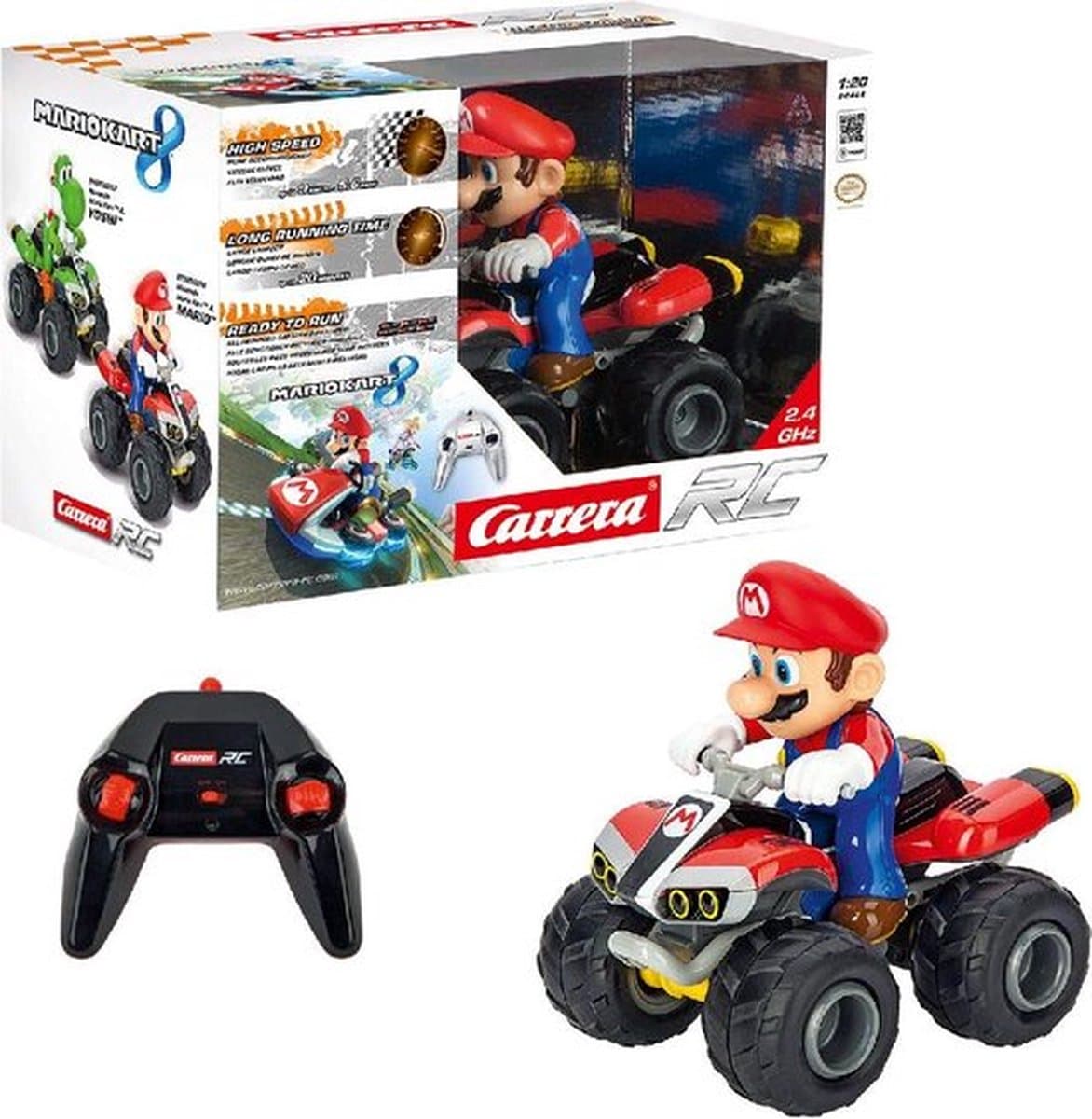 Carrera RC voertuig Auto - RC Mario Kart- Mario - Quad - Bestuurbare Auto - Model Kant en Klaar - 2,4GHz - 9 km/u - 1:20