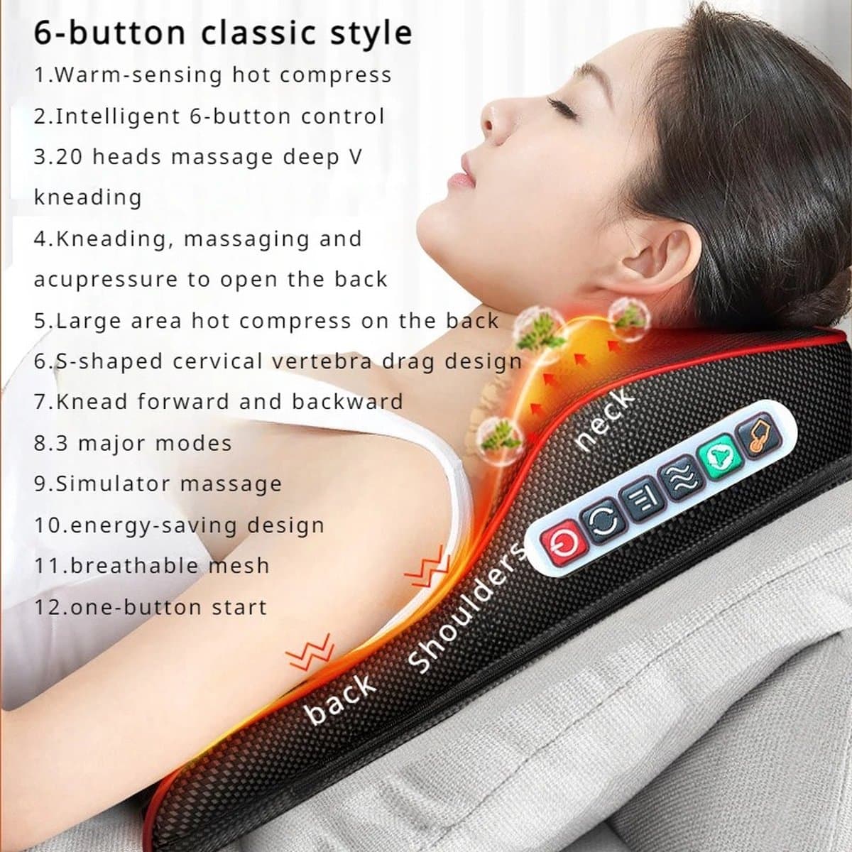 Mygroot - Nekmassage - Massage Kussen - Protable - Nek - Rug - Schouder - Taille Massager - Met afstandbediening.