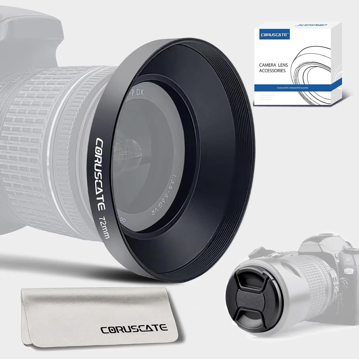 Metalen Zonnekap - Groothoek Lenskap - Verbeter Foto Kwaliteit - Universele 72mm Schroefdraad - 40 gram - Zwart