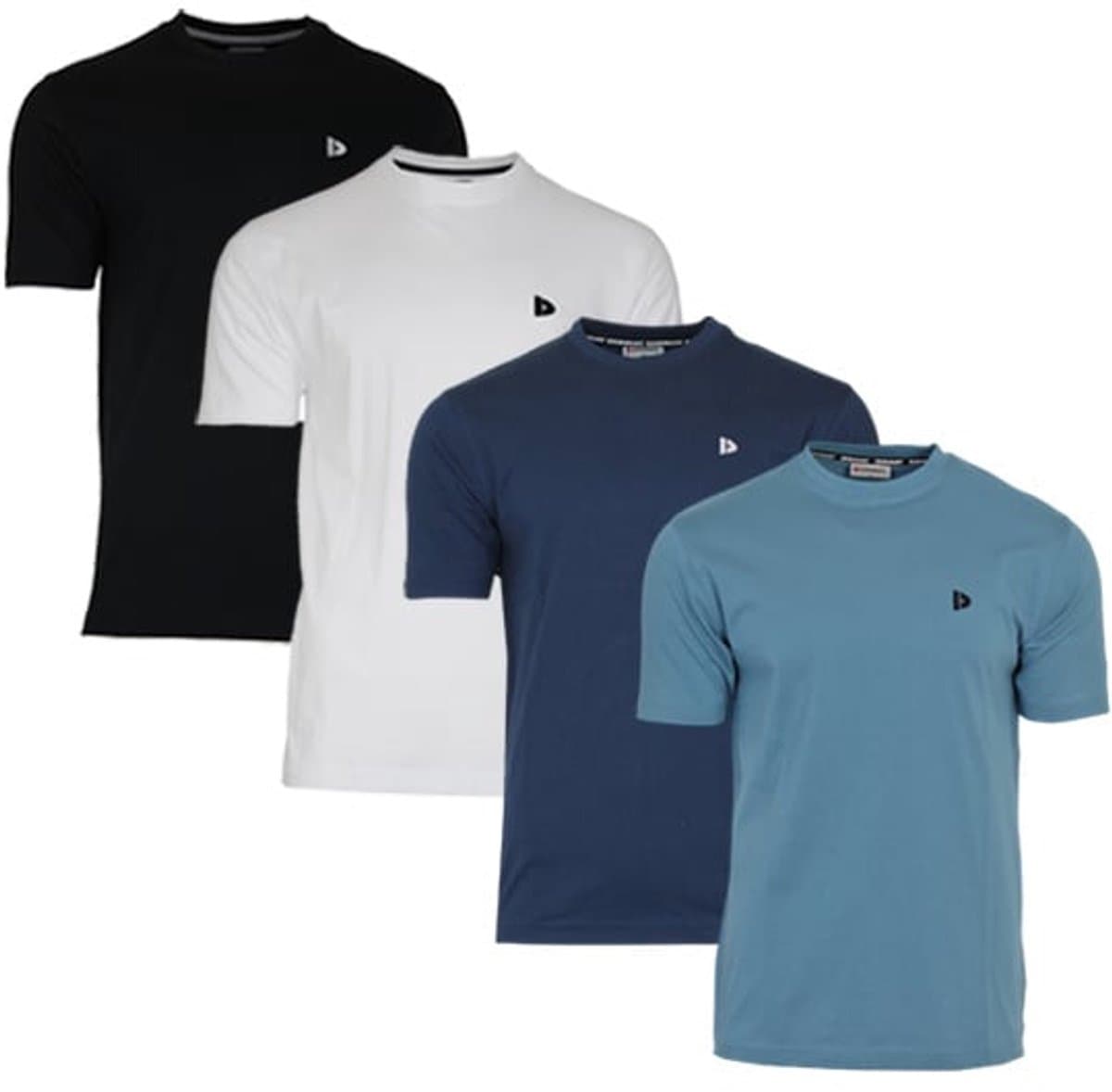 4-Pack Donnay - T-shirt (Vince) - Sportshirt - Heren - Black/White/Navy/Light denim blue (783) - maat XL