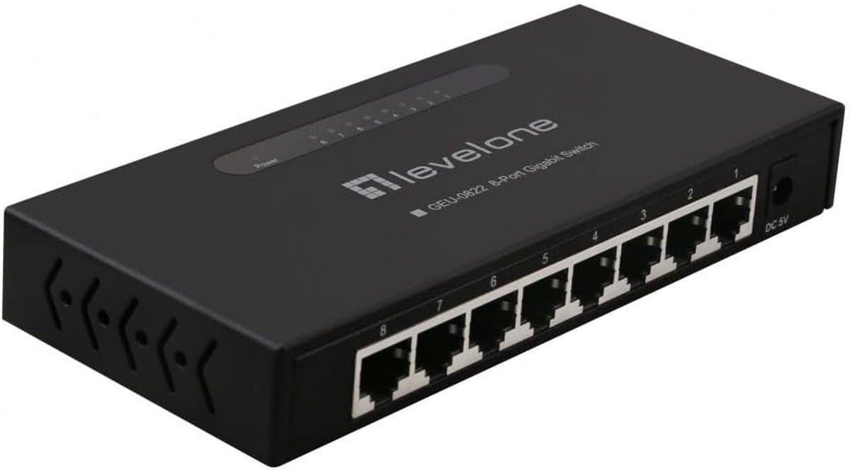 8-Poorts Gigabit Ethernet Switch voor Snel Netwerkverkeer