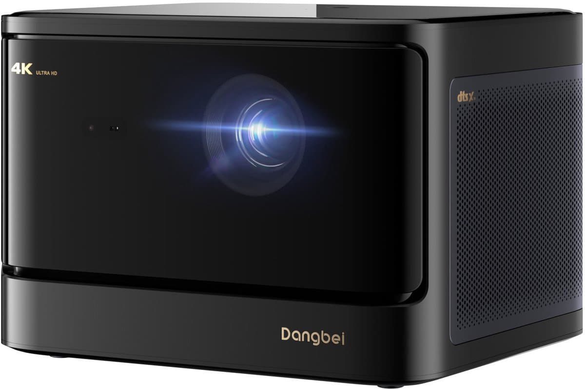Dangbei DBOX02 Laserprojector 4K GTV, 2450 ISO Lumen, officieel gelicentieerd door Netflix, Blu-ray 3D, home cinema-projector met WiFi en Bluetooth, HDR10+, 200-inch beeld, 2x12W DTS, Dolby Audio
